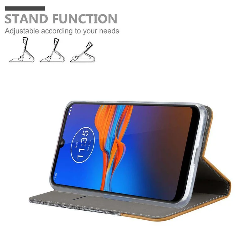 Cadorabo Hülle kompatibel mit Motorola MOTO E6 PLUS Schutzhülle mit Magnetverschluss, Standfunktion und Kartenfach