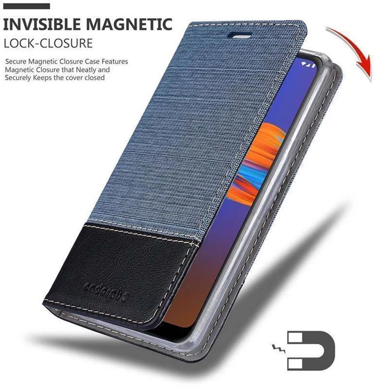 Cadorabo Hülle kompatibel mit Motorola MOTO E6 PLUS Schutzhülle mit Magnetverschluss, Standfunktion und Kartenfach