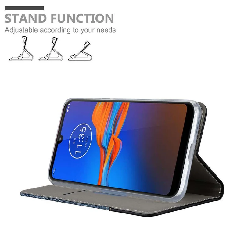 Cadorabo Hülle kompatibel mit Motorola MOTO E6 PLUS Schutzhülle mit Magnetverschluss, Standfunktion und Kartenfach