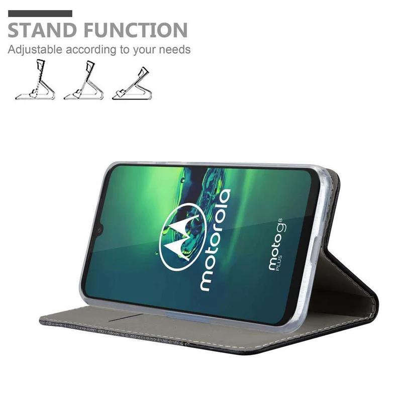 Cadorabo Hülle kompatibel mit Motorola MOTO G8 PLUS Schutzhülle mit Magnetverschluss, Standfunktion und Kartenfach
