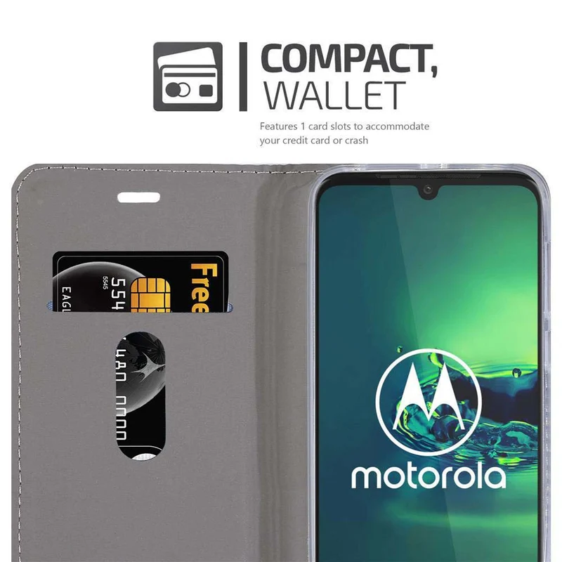 Cadorabo Hülle kompatibel mit Motorola MOTO G8 PLUS Schutzhülle mit Magnetverschluss, Standfunktion und Kartenfach