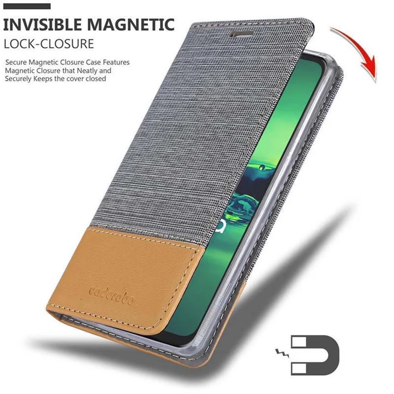 Cadorabo Hülle kompatibel mit Motorola MOTO G8 PLUS Schutzhülle mit Magnetverschluss, Standfunktion und Kartenfach