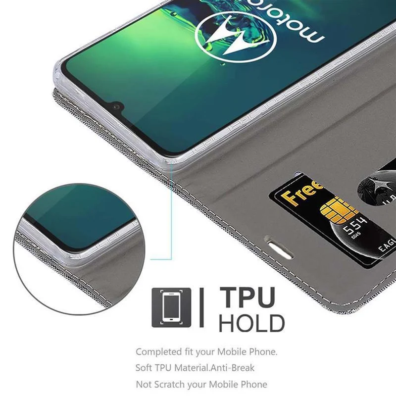 Cadorabo Hülle kompatibel mit Motorola MOTO G8 PLUS Schutzhülle mit Magnetverschluss, Standfunktion und Kartenfach