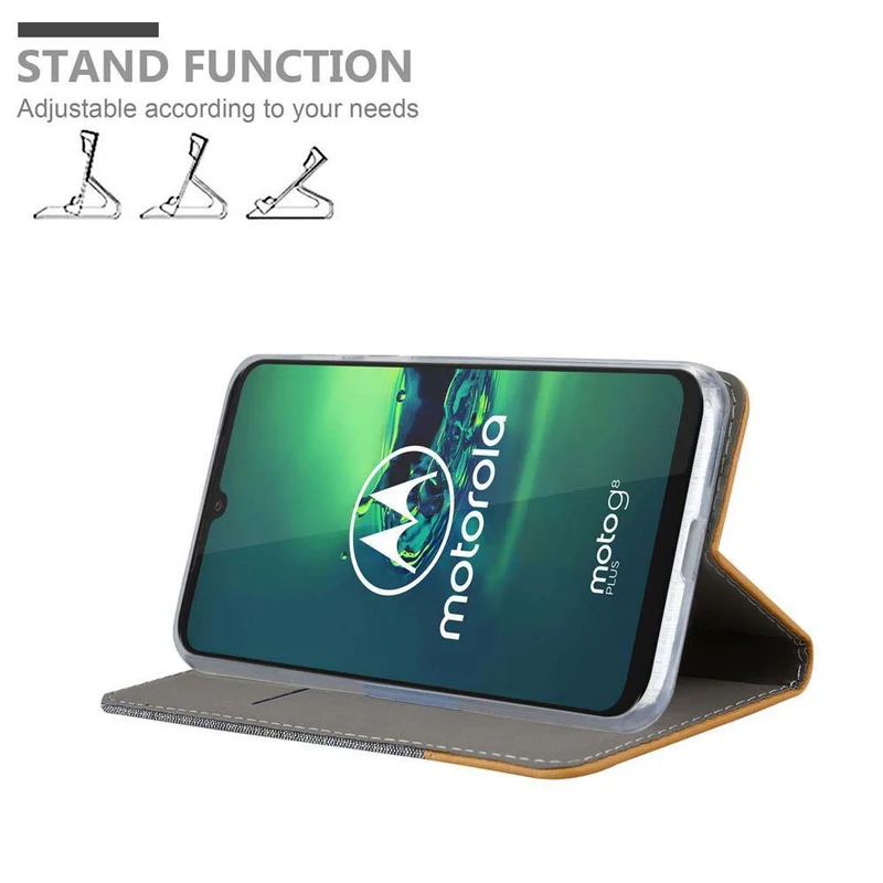 Cadorabo Hülle kompatibel mit Motorola MOTO G8 PLUS Schutzhülle mit Magnetverschluss, Standfunktion und Kartenfach