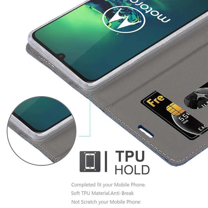 Cadorabo Hülle kompatibel mit Motorola MOTO G8 PLUS Schutzhülle mit Magnetverschluss, Standfunktion und Kartenfach