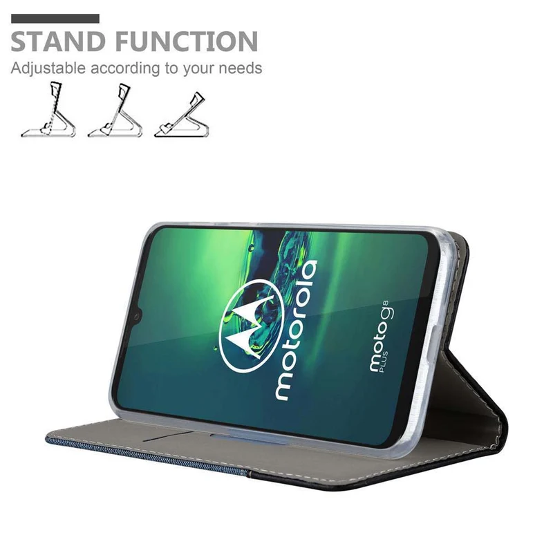 Cadorabo Hülle kompatibel mit Motorola MOTO G8 PLUS Schutzhülle mit Magnetverschluss, Standfunktion und Kartenfach