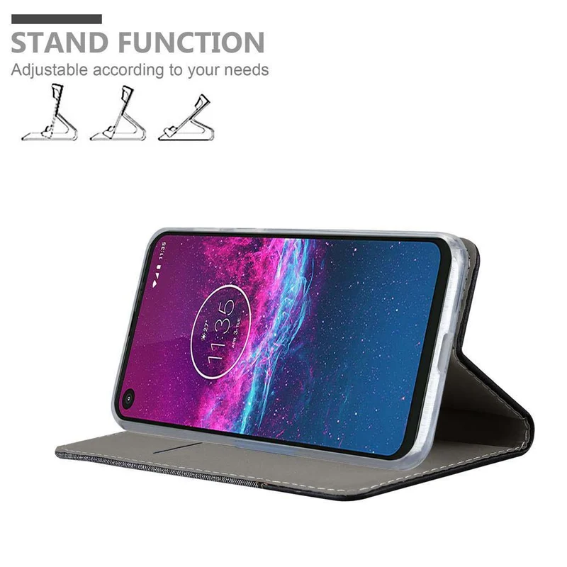 Cadorabo Hülle kompatibel mit Motorola ONE ACTION Schutzhülle mit Magnetverschluss, Standfunktion und Kartenfach