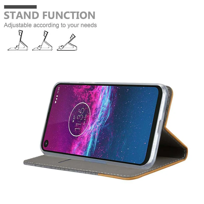Cadorabo Hülle kompatibel mit Motorola ONE ACTION Schutzhülle mit Magnetverschluss, Standfunktion und Kartenfach