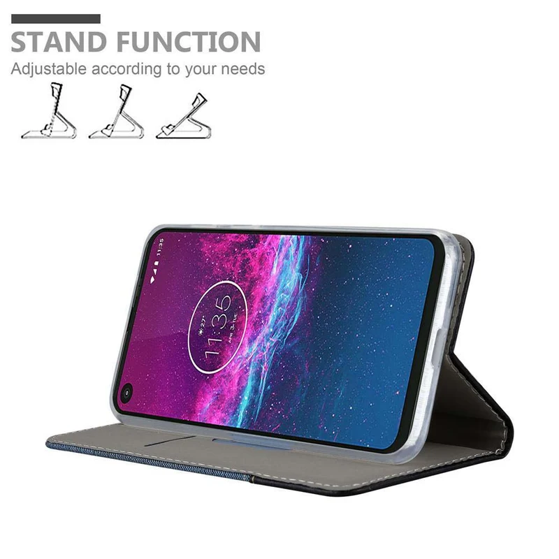 Cadorabo Hülle kompatibel mit Motorola ONE ACTION Schutzhülle mit Magnetverschluss, Standfunktion und Kartenfach