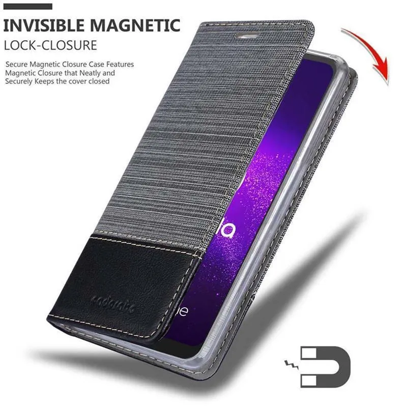 Cadorabo Hülle kompatibel mit Motorola ONE MACRO Schutzhülle mit Magnetverschluss, Standfunktion und Kartenfach