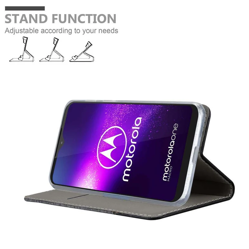 Cadorabo Hülle kompatibel mit Motorola ONE MACRO Schutzhülle mit Magnetverschluss, Standfunktion und Kartenfach