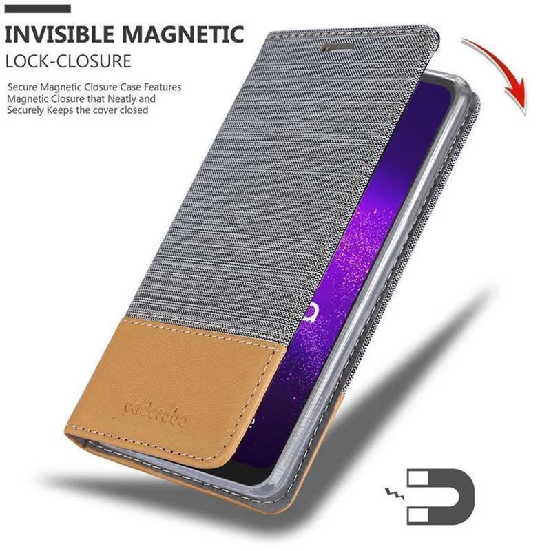 Cadorabo Hülle kompatibel mit Motorola ONE MACRO Schutzhülle mit Magnetverschluss, Standfunktion und Kartenfach