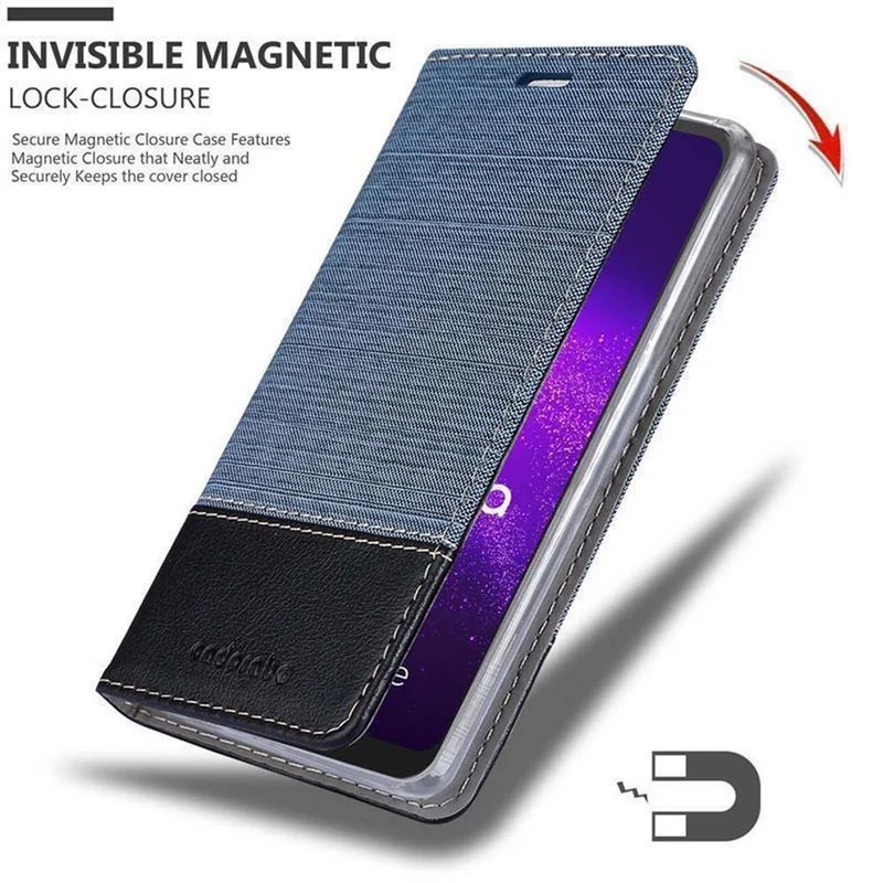 Cadorabo Hülle kompatibel mit Motorola ONE MACRO Schutzhülle mit Magnetverschluss, Standfunktion und Kartenfach