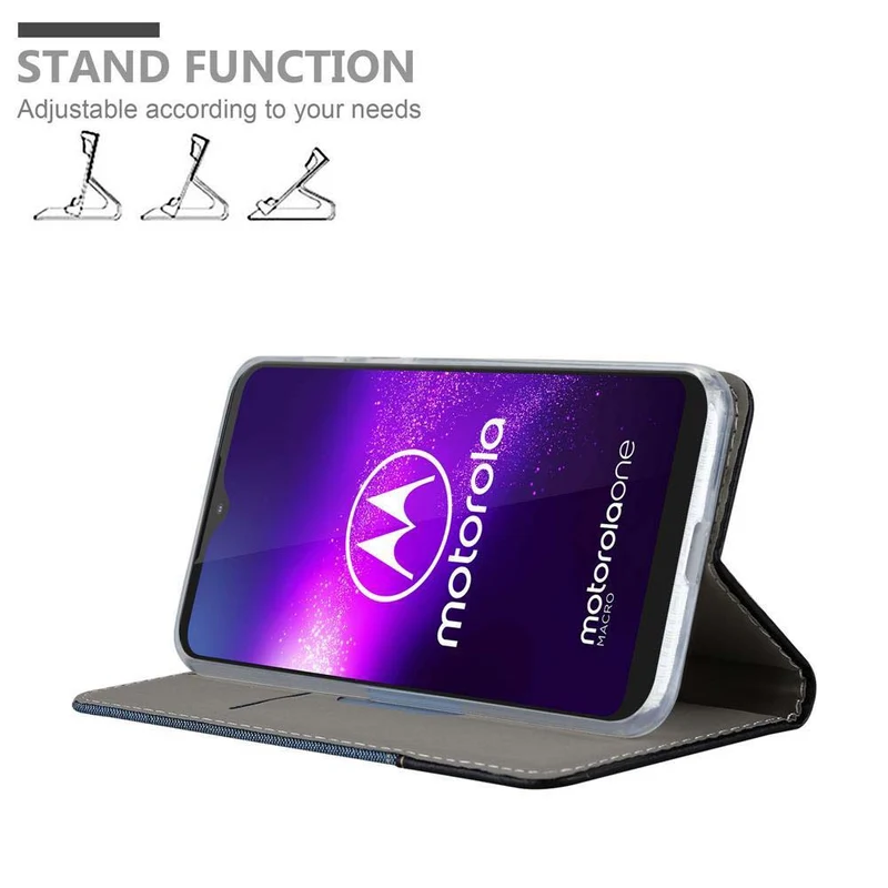 Cadorabo Hülle kompatibel mit Motorola ONE MACRO Schutzhülle mit Magnetverschluss, Standfunktion und Kartenfach