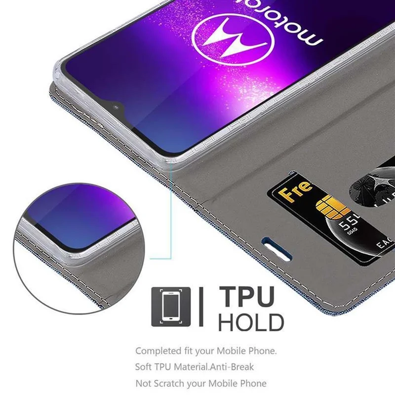 Cadorabo Hülle kompatibel mit Motorola ONE MACRO Schutzhülle mit Magnetverschluss, Standfunktion und Kartenfach