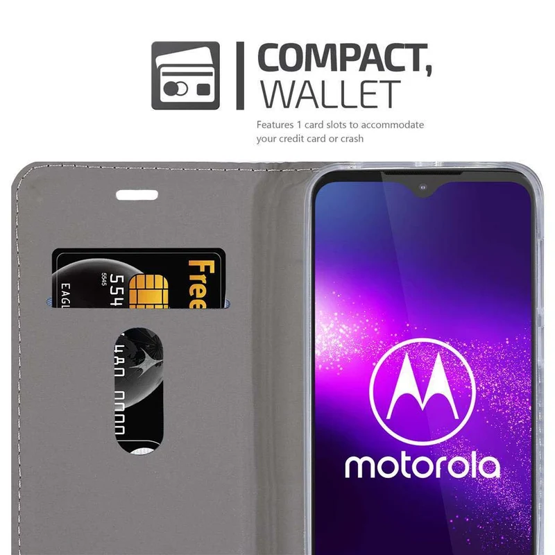 Cadorabo Hülle kompatibel mit Motorola ONE MACRO Schutzhülle mit Magnetverschluss, Standfunktion und Kartenfach