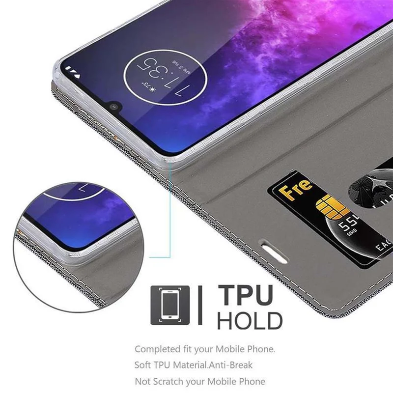 Cadorabo Hülle kompatibel mit Motorola ONE PRO / ONE ZOOM Schutzhülle mit Magnetverschluss, Standfunktion und Kartenfach