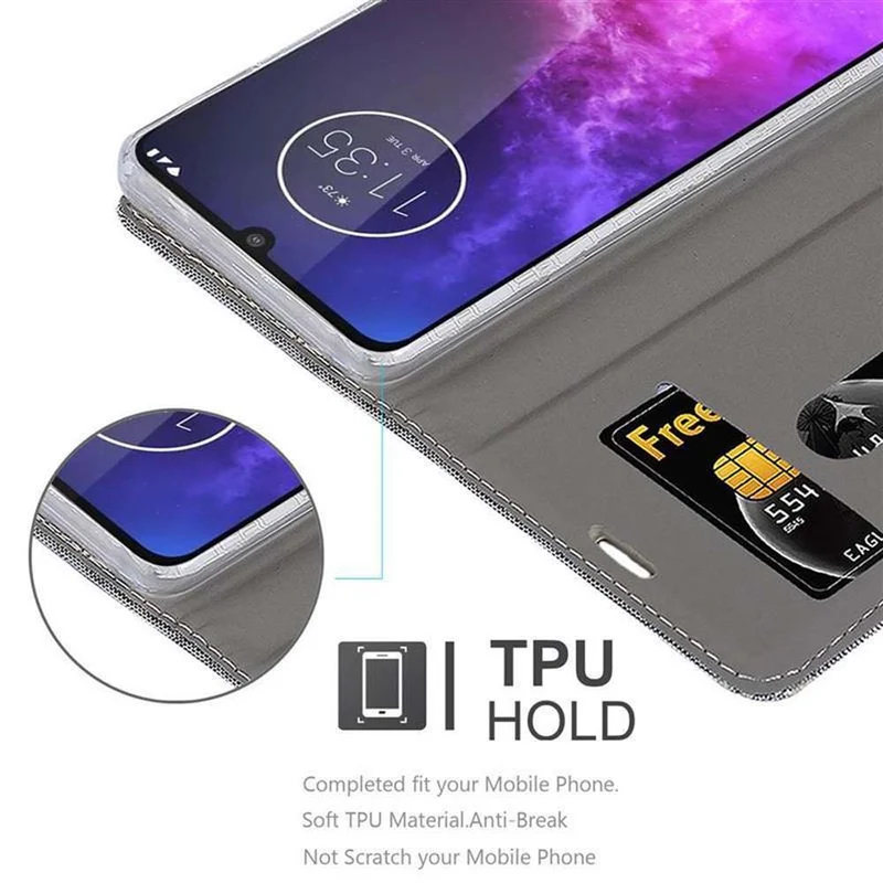 Cadorabo Hülle kompatibel mit Motorola ONE PRO / ONE ZOOM Schutzhülle mit Magnetverschluss, Standfunktion und Kartenfach