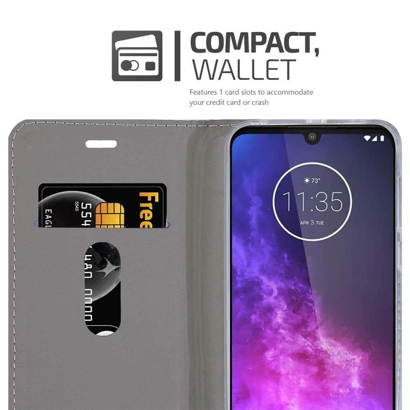 Cadorabo Hülle kompatibel mit Motorola ONE PRO / ONE ZOOM Schutzhülle mit Magnetverschluss, Standfunktion und Kartenfach