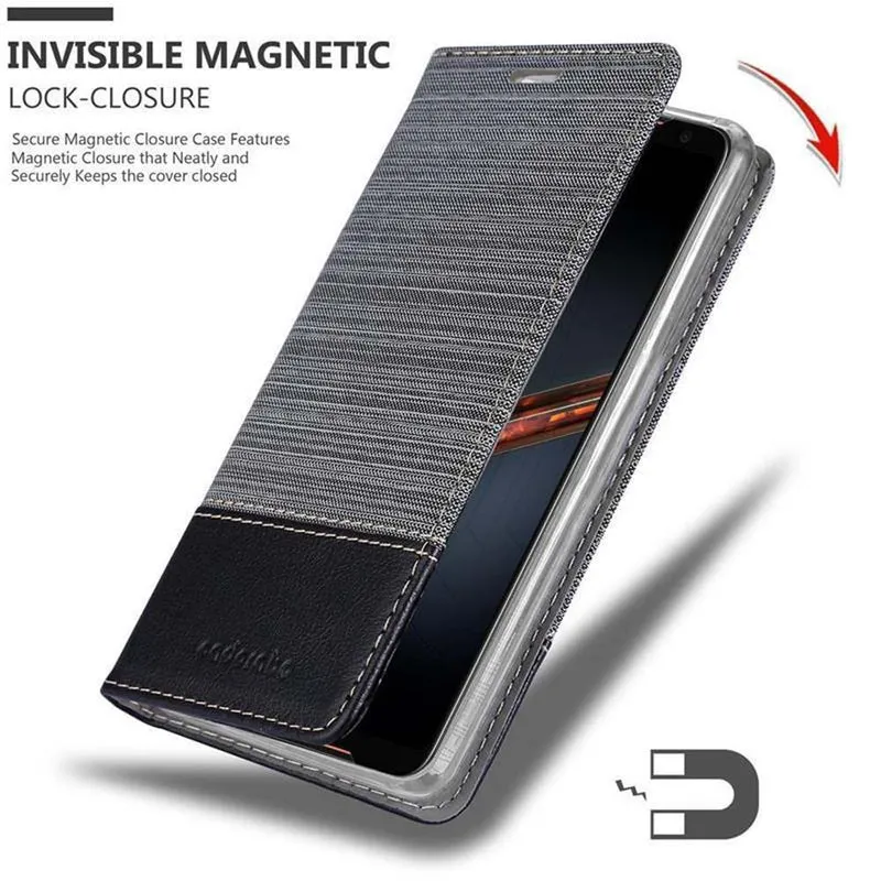Cadorabo Hülle kompatibel mit Asus ROG Phone 2 Schutzhülle mit Magnetverschluss, Standfunktion und Kartenfach