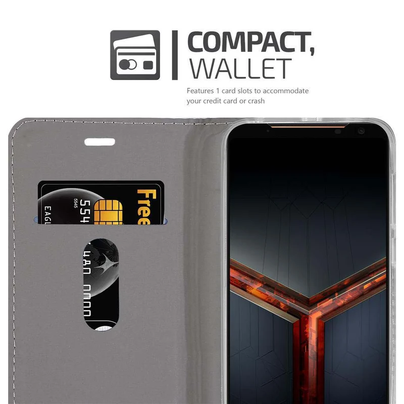 Cadorabo Hülle kompatibel mit Asus ROG Phone 2 Schutzhülle mit Magnetverschluss, Standfunktion und Kartenfach