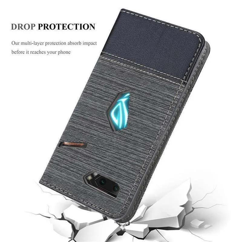 Cadorabo Hülle kompatibel mit Asus ROG Phone 2 Schutzhülle mit Magnetverschluss, Standfunktion und Kartenfach