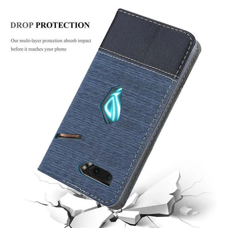 Cadorabo Hülle kompatibel mit Asus ROG Phone 2 Schutzhülle mit Magnetverschluss, Standfunktion und Kartenfach