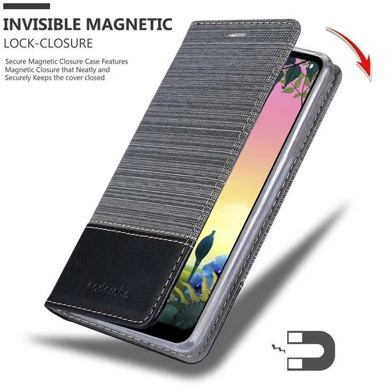 Cadorabo Hülle kompatibel mit LG K50S Schutzhülle mit Magnetverschluss, Standfunktion und Kartenfach