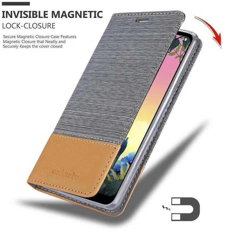 Cadorabo Hülle kompatibel mit LG K50S Schutzhülle mit Magnetverschluss, Standfunktion und Kartenfach