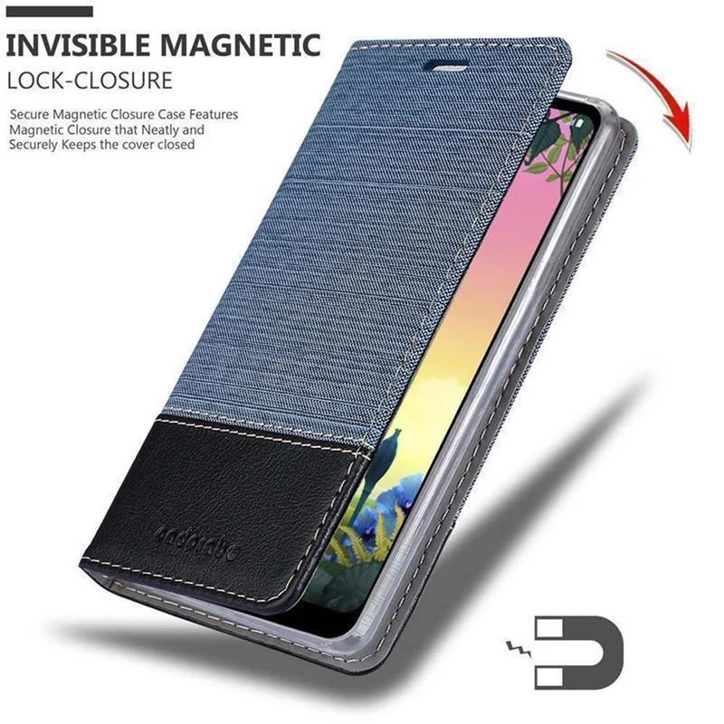 Cadorabo Hülle kompatibel mit LG K50S Schutzhülle mit Magnetverschluss, Standfunktion und Kartenfach