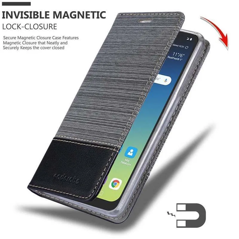 Cadorabo Hülle kompatibel mit LG K40S Schutzhülle mit Magnetverschluss, Standfunktion und Kartenfach