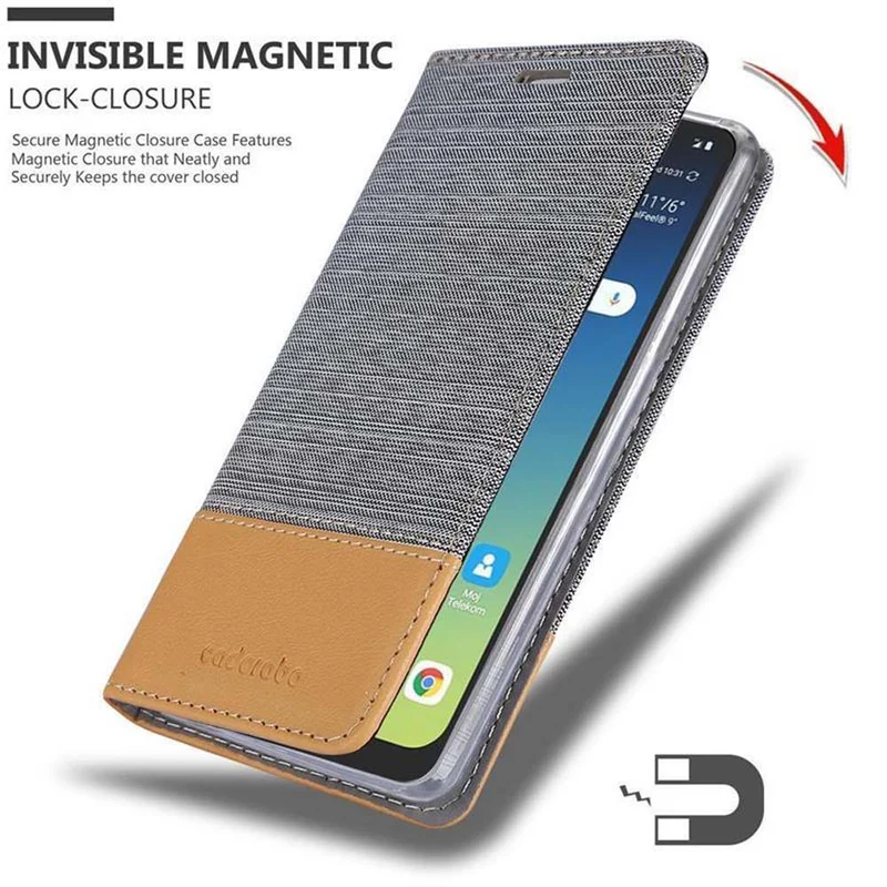 Cadorabo Hülle kompatibel mit LG K40S Schutzhülle mit Magnetverschluss, Standfunktion und Kartenfach