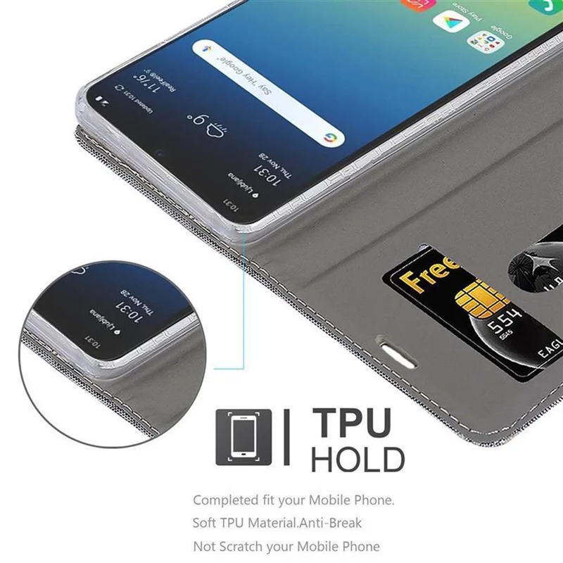 Cadorabo Hülle kompatibel mit LG K40S Schutzhülle mit Magnetverschluss, Standfunktion und Kartenfach