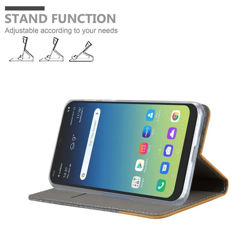 Cadorabo Hülle kompatibel mit LG K40S Schutzhülle mit Magnetverschluss, Standfunktion und Kartenfach