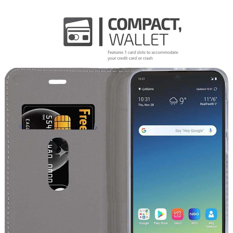 Cadorabo Hülle kompatibel mit LG K40S Schutzhülle mit Magnetverschluss, Standfunktion und Kartenfach