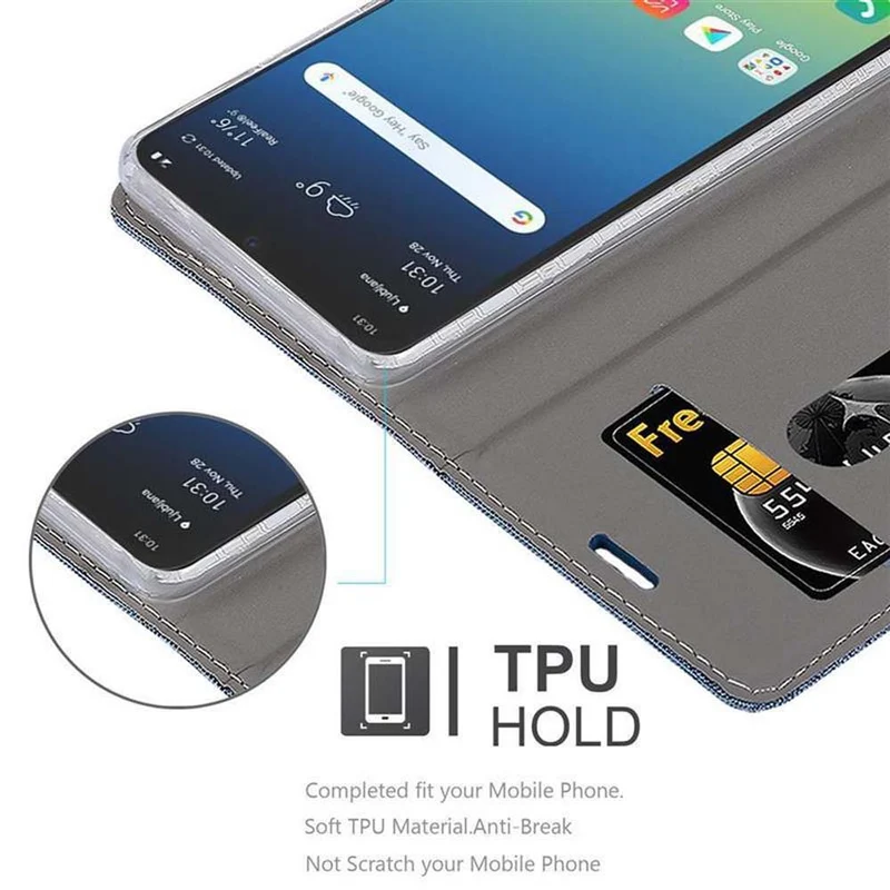 Cadorabo Hülle kompatibel mit LG K40S Schutzhülle mit Magnetverschluss, Standfunktion und Kartenfach