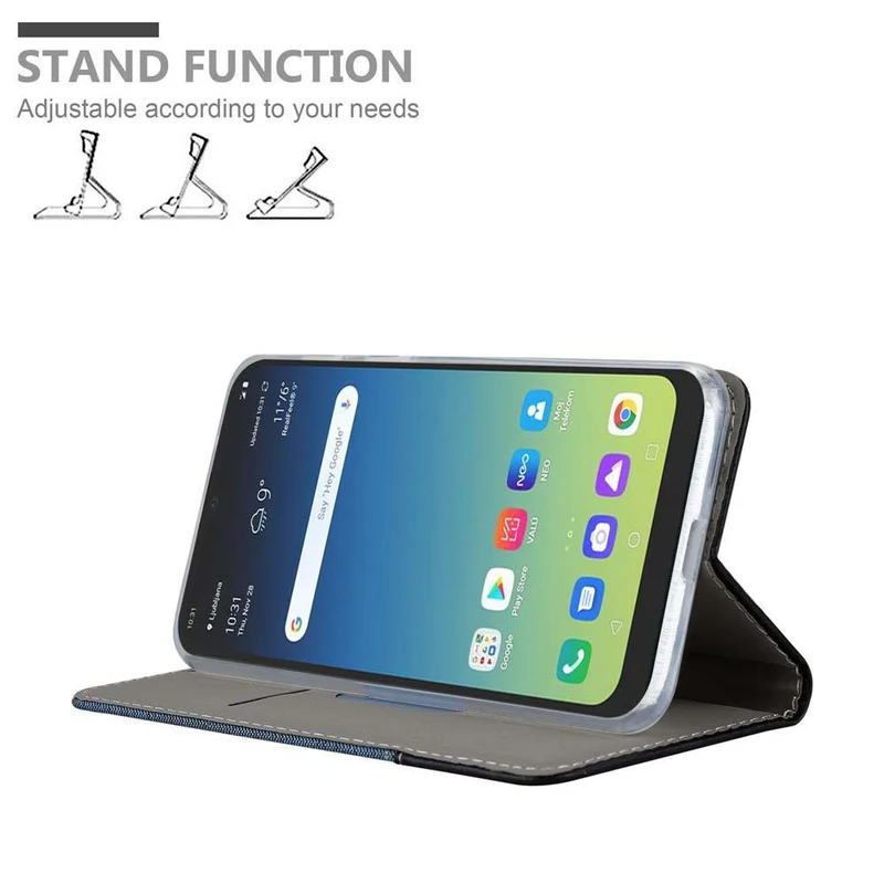 Cadorabo Hülle kompatibel mit LG K40S Schutzhülle mit Magnetverschluss, Standfunktion und Kartenfach