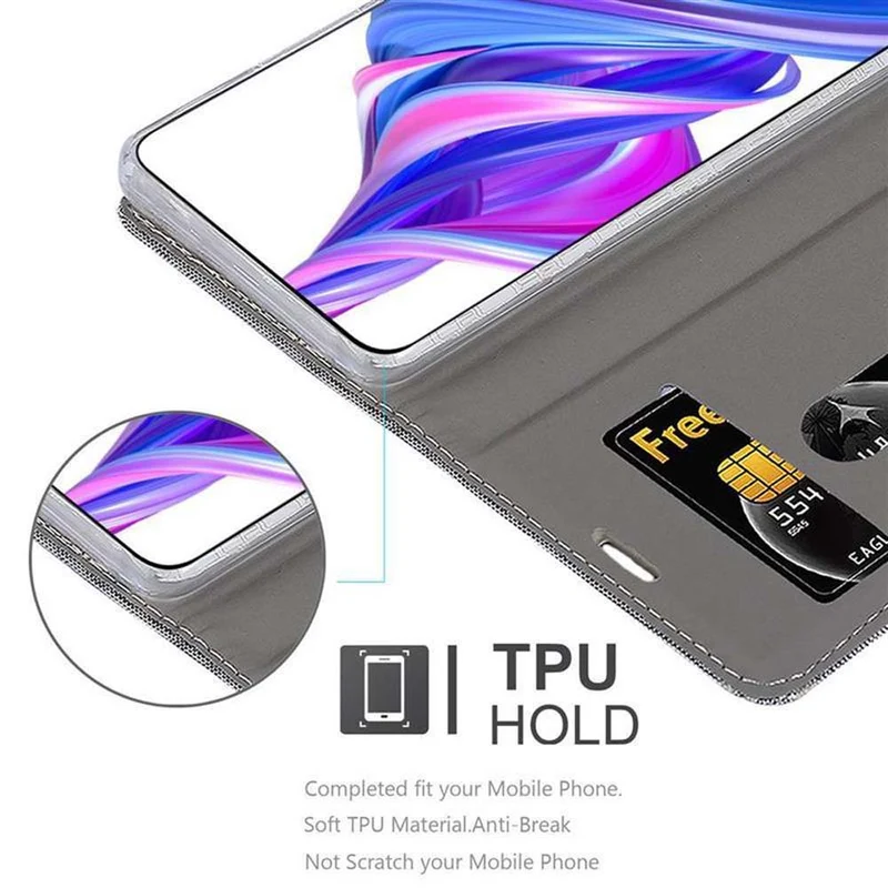 Cadorabo Hülle kompatibel mit Honor 9X PRO Schutzhülle mit Magnetverschluss, Standfunktion und Kartenfach