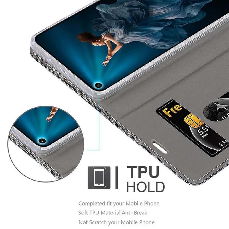 Cadorabo Hülle kompatibel mit Honor 20 PRO Schutzhülle mit Magnetverschluss, Standfunktion und Kartenfach