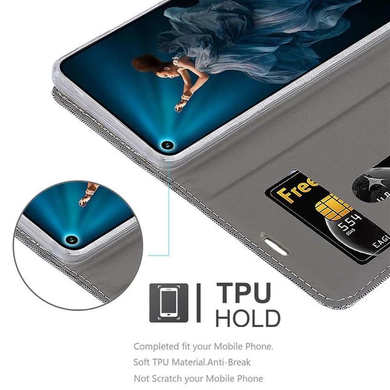 Cadorabo Hülle kompatibel mit Honor 20 PRO Schutzhülle mit Magnetverschluss, Standfunktion und Kartenfach
