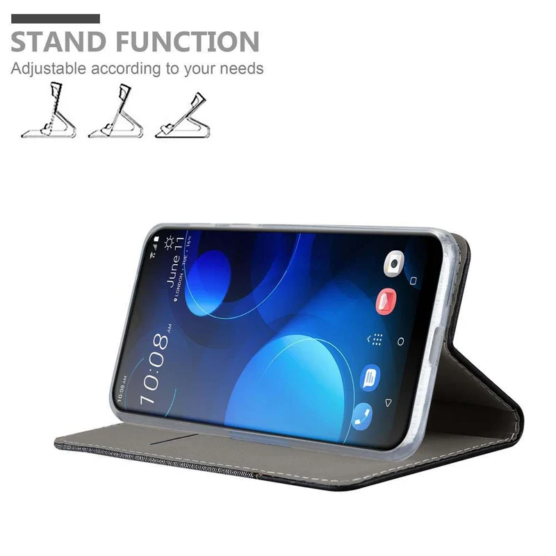 Cadorabo Hülle kompatibel mit HTC Desire 19 PLUS Schutzhülle mit Magnetverschluss, Standfunktion und Kartenfach