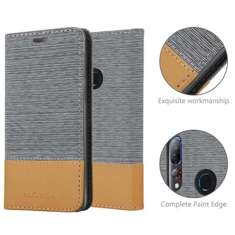 Cadorabo Hülle kompatibel mit HTC Desire 19 PLUS Schutzhülle mit Magnetverschluss, Standfunktion und Kartenfach