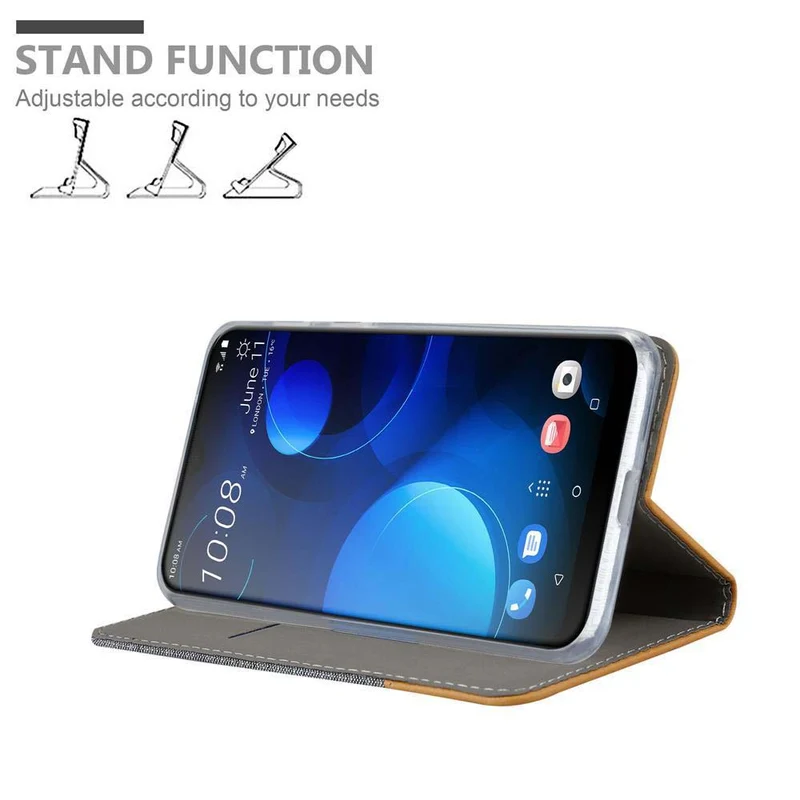 Cadorabo Hülle kompatibel mit HTC Desire 19 PLUS Schutzhülle mit Magnetverschluss, Standfunktion und Kartenfach