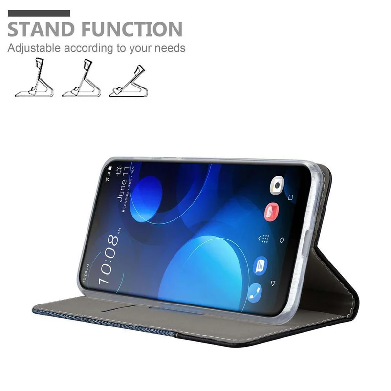 Cadorabo Hülle kompatibel mit HTC Desire 19 PLUS Schutzhülle mit Magnetverschluss, Standfunktion und Kartenfach