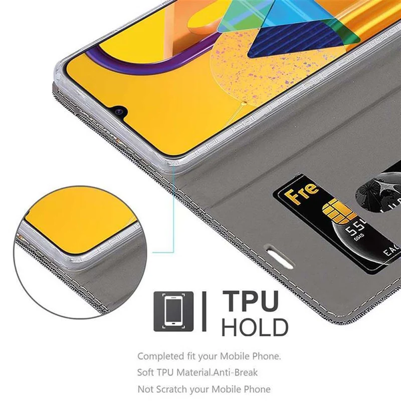 Cadorabo Hülle kompatibel mit Samsung Galaxy M21 / M30s Schutzhülle mit Magnetverschluss, Standfunktion und Kartenfach