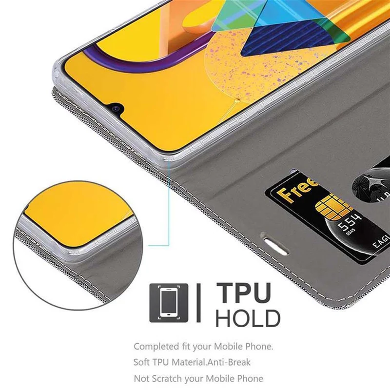 Cadorabo Hülle kompatibel mit Samsung Galaxy M21 / M30s Schutzhülle mit Magnetverschluss, Standfunktion und Kartenfach