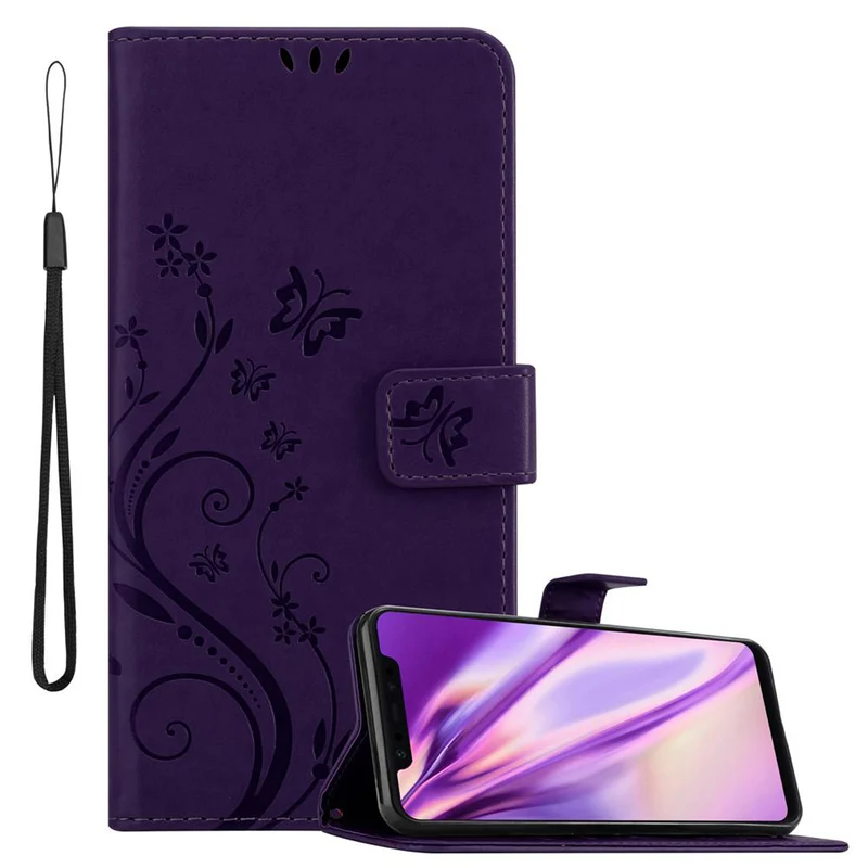 Cadorabo Hülle kompatibel mit Xiaomi Mi 8 Schutzhülle im Blumen Design mit Magnetverschluss, Standfunktion und Kartenfächern