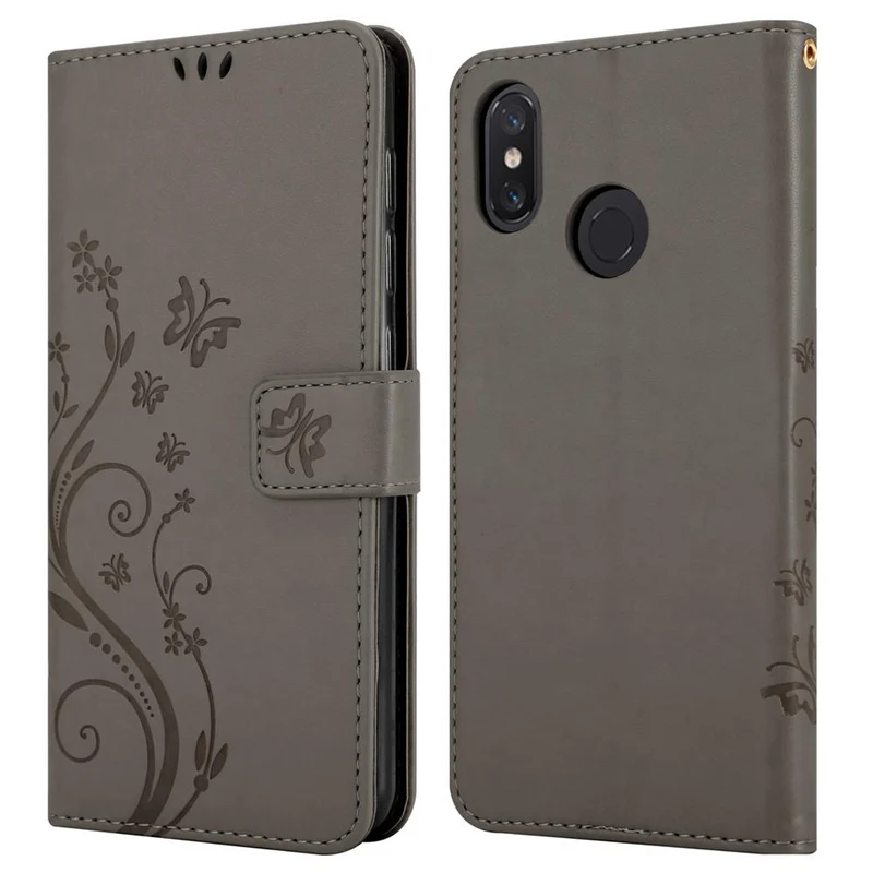 Cadorabo Hülle kompatibel mit Xiaomi Mi 8 Schutzhülle im Blumen Design mit Magnetverschluss, Standfunktion und Kartenfächern