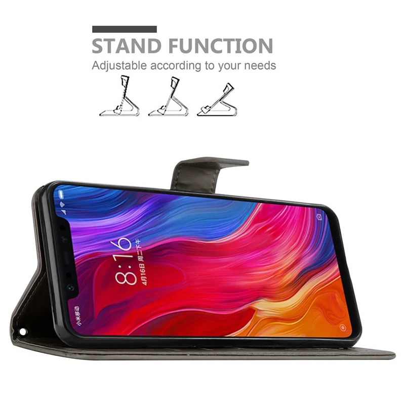 Cadorabo Hülle kompatibel mit Xiaomi Mi 8 Schutzhülle im Blumen Design mit Magnetverschluss, Standfunktion und Kartenfächern