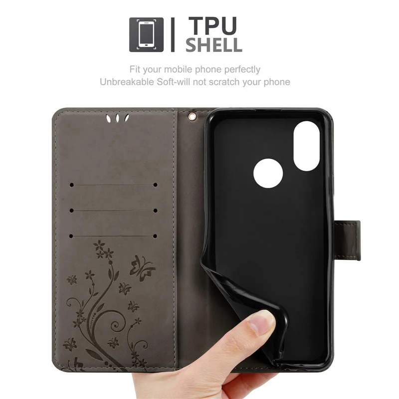 Cadorabo Hülle kompatibel mit Xiaomi Mi 8 Schutzhülle im Blumen Design mit Magnetverschluss, Standfunktion und Kartenfächern